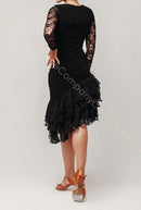 Black lace skirt with guipure ruffles