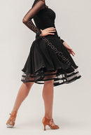 Ballroom skirt with crinoline mesh for latin dance