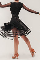 Ballroom skirt with crinoline mesh for latin dance
