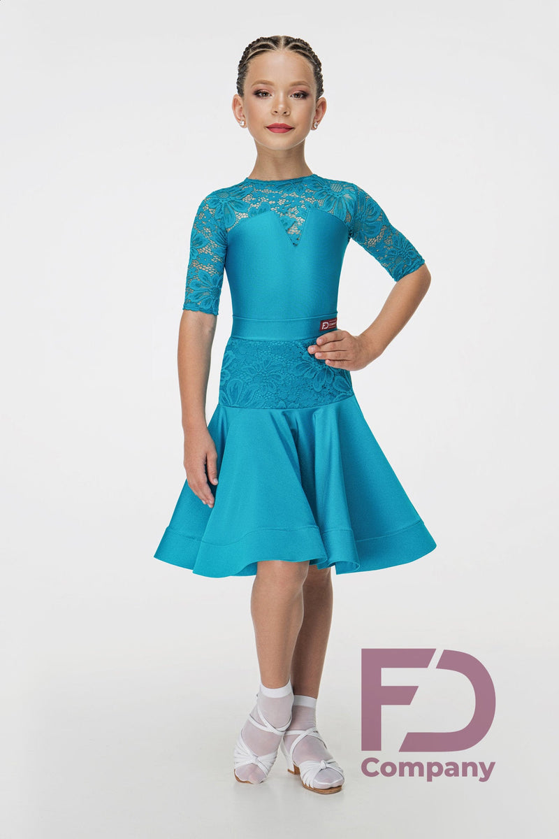 Rating dress for the ballroom program from supplex and elastic guipure