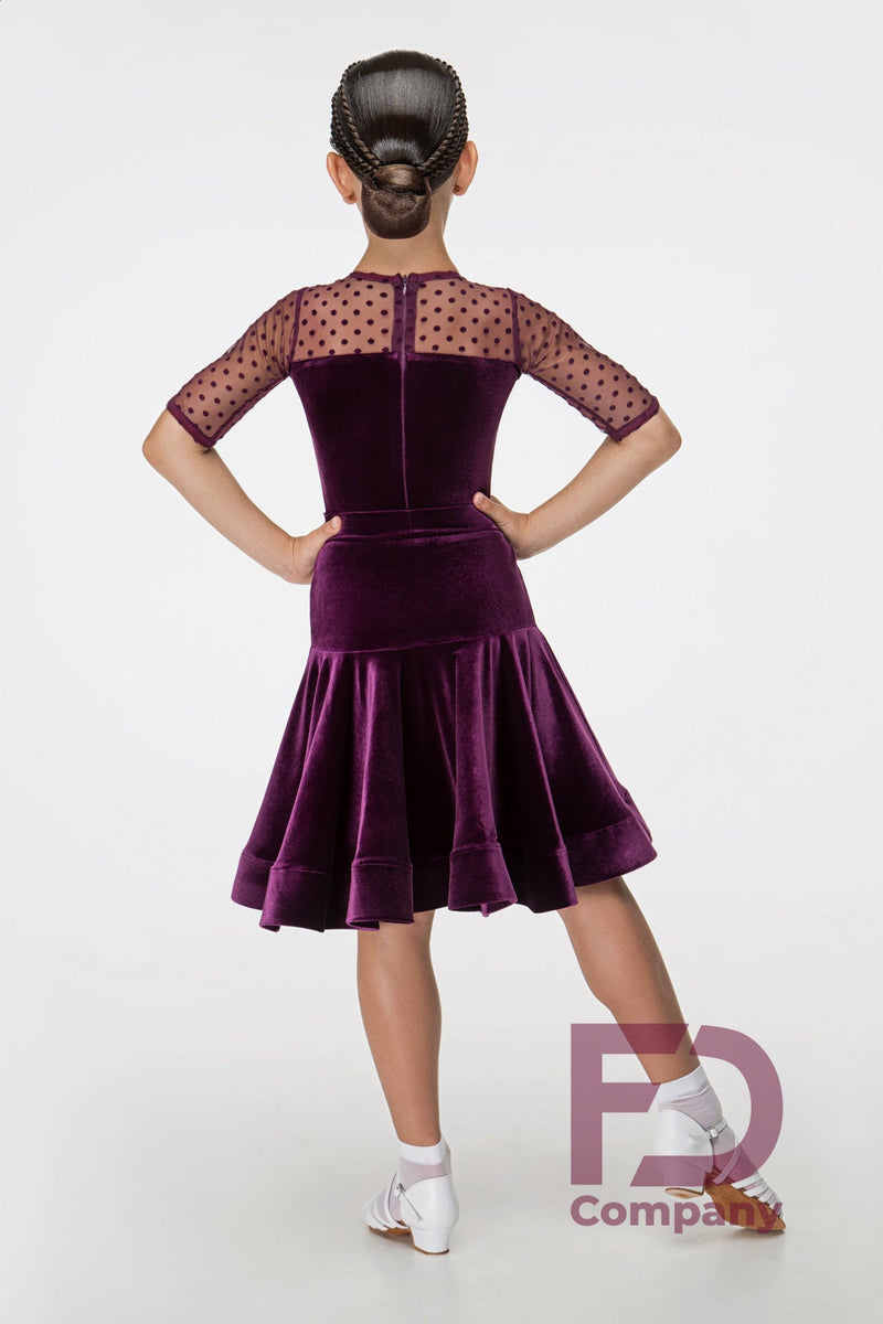 Velor dance dress with polka dot mesh inserts (skirt-two suns)