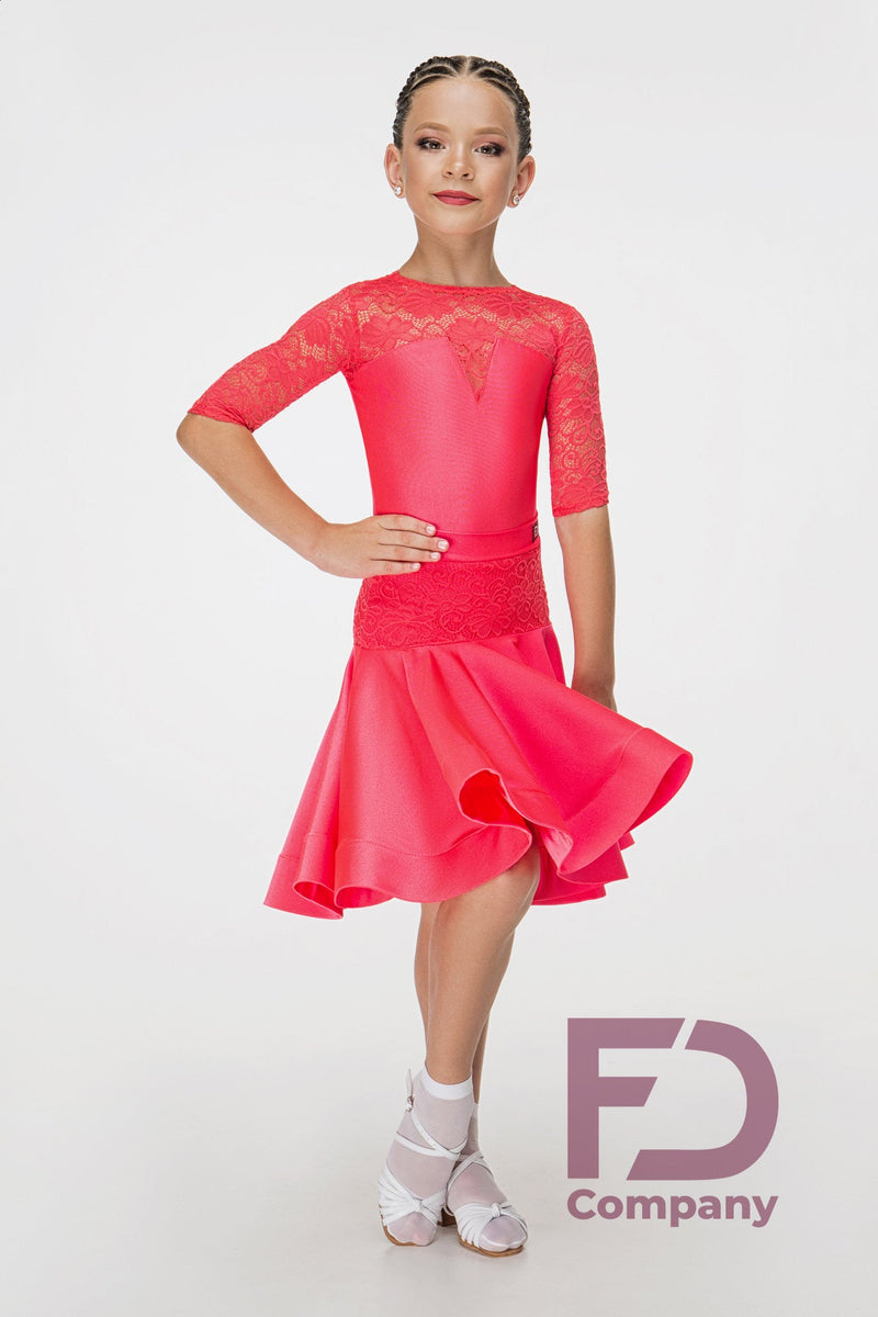 Rating dress for the ballroom program from supplex and elastic guipure