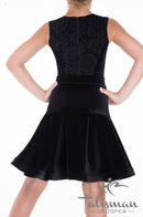 Dress for performing on the dance floor made of velor and guipure (skirt-two suns)