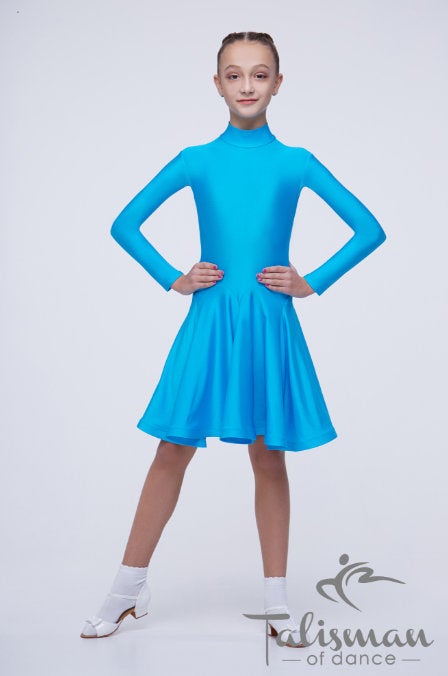 Dance dress for performances on the dance floor made of supplex with long sleeves