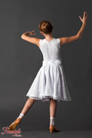 Rating dress for ballroom dancing from supplex and elastic guipure