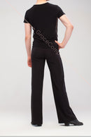 Men's dance pants with velor stripes, no pockets