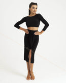 Lace-up long sleeve top